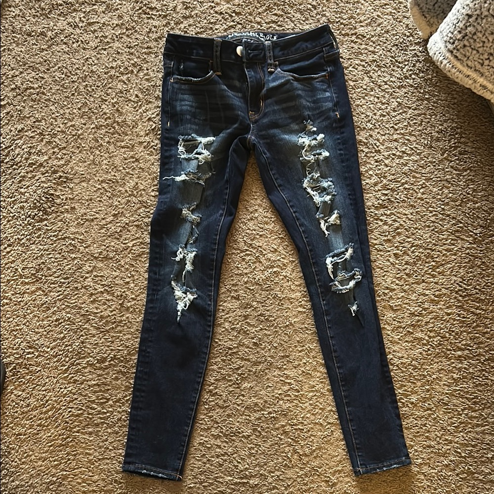Distressed Blue Jeans